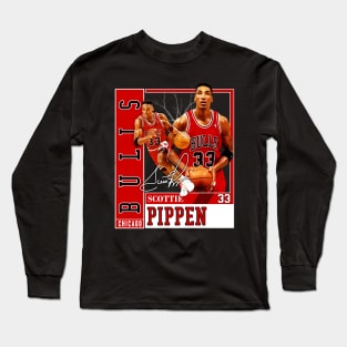 Scottie Pippen Basketball Legend Signature Vintage Retro 80s 90s Bootleg Rap Style Long Sleeve T-Shirt